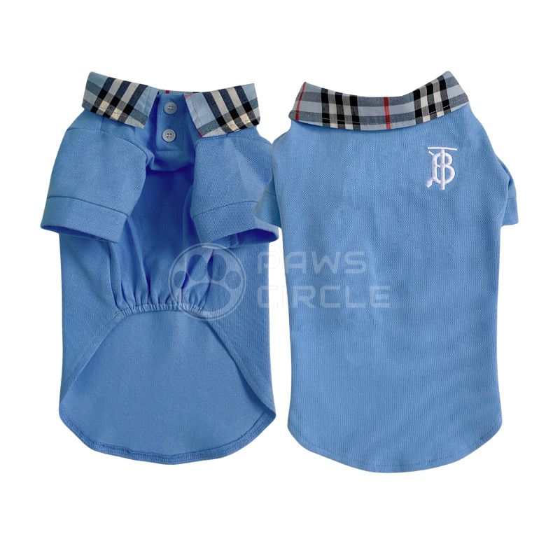 blue burberry polo tee for dogs