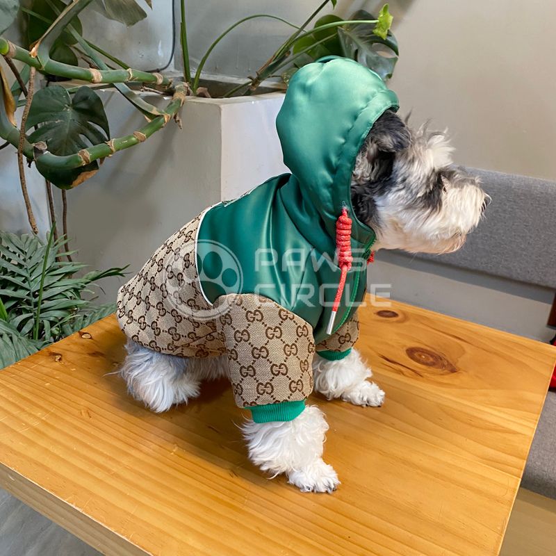 GUCCI MONOGRAM DOG PUFFER JACKET WITH LEASH