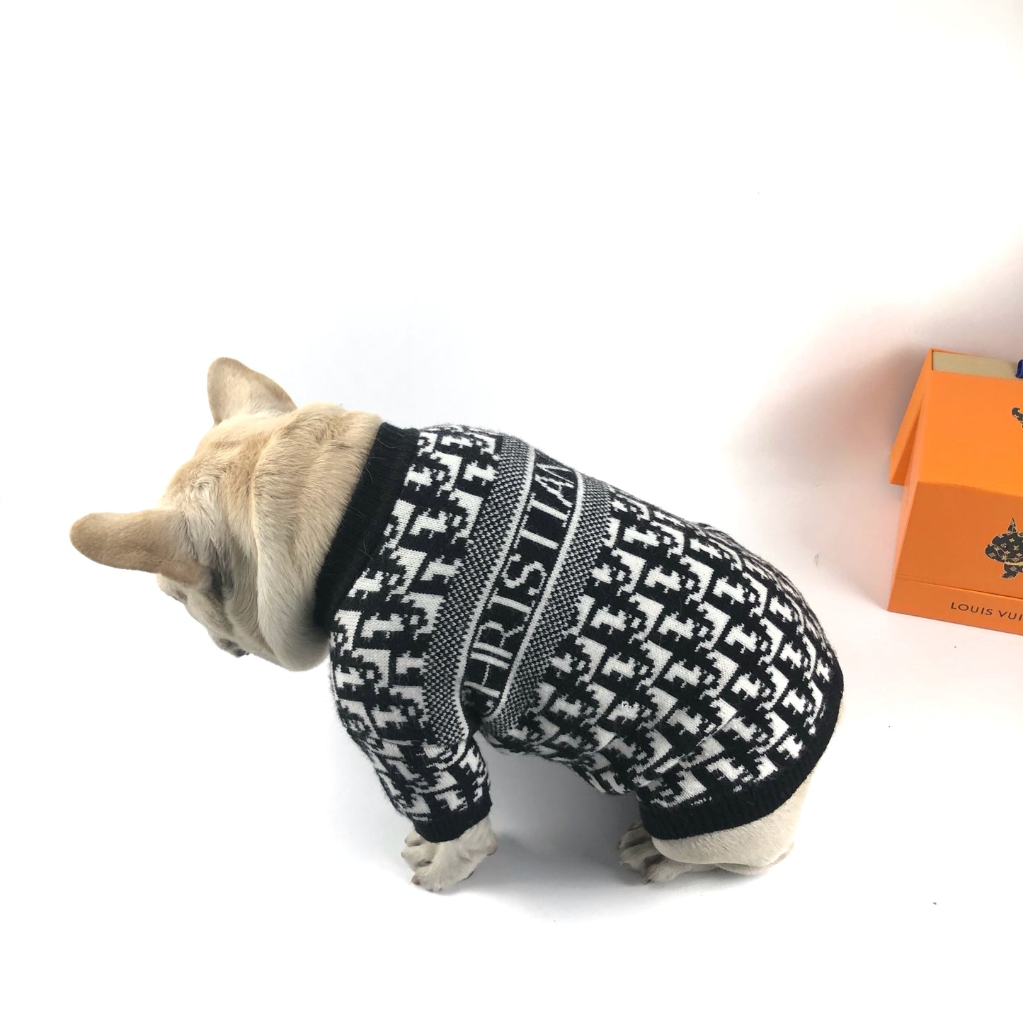 designer dog clothing in black and white