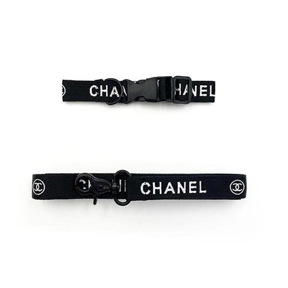 Chanel dog collar and leads in black
