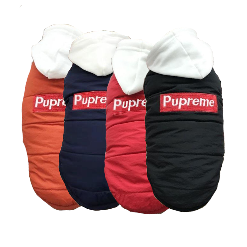 Pupreme Box Logo Monogram Hoodie | Paws Circle | Streetwear for Dog Red / Xs