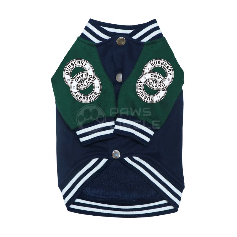 Dog jacket with Burberry logo on a white background