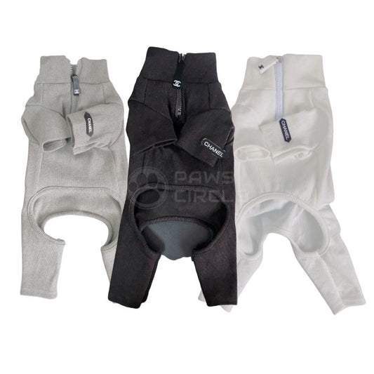 Chanel four legged dog sweatsuit