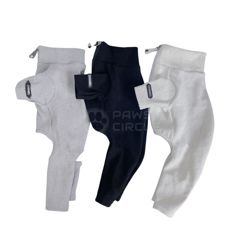 Chanel four legged dog sweatsuit