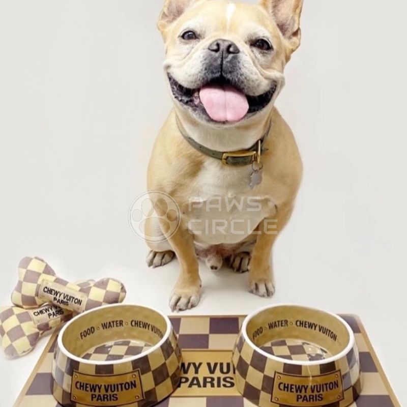 Chewy Vuitton Designer Dog Bowls - Supreme Dog Garage