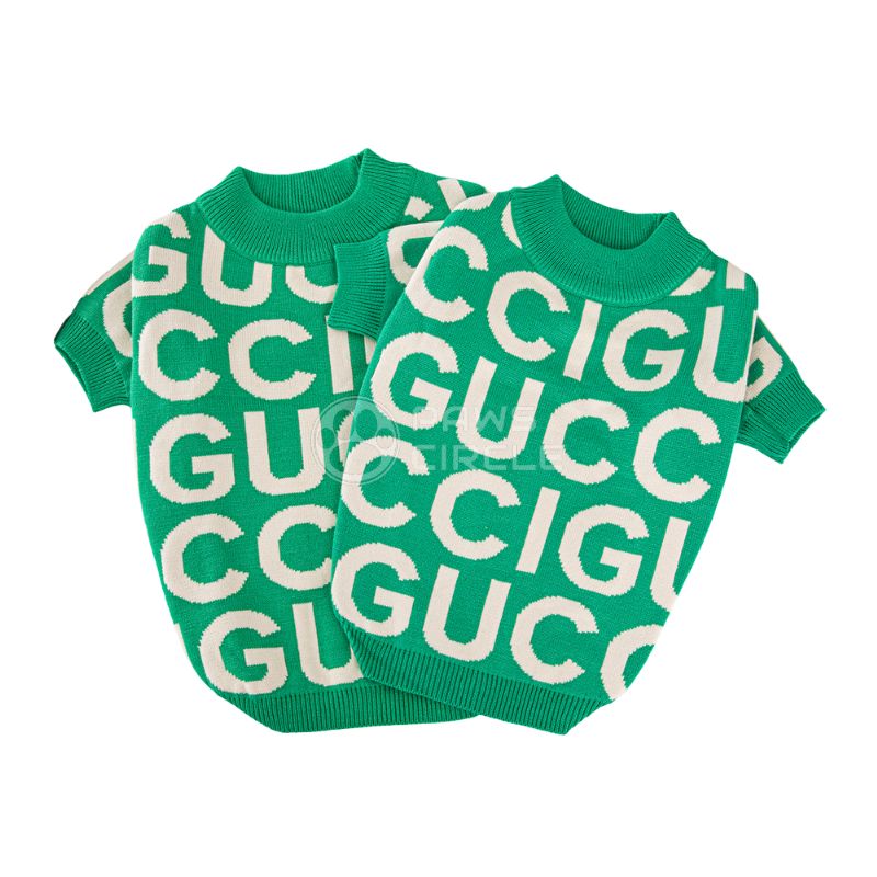 gucci logo sweater for dog in green