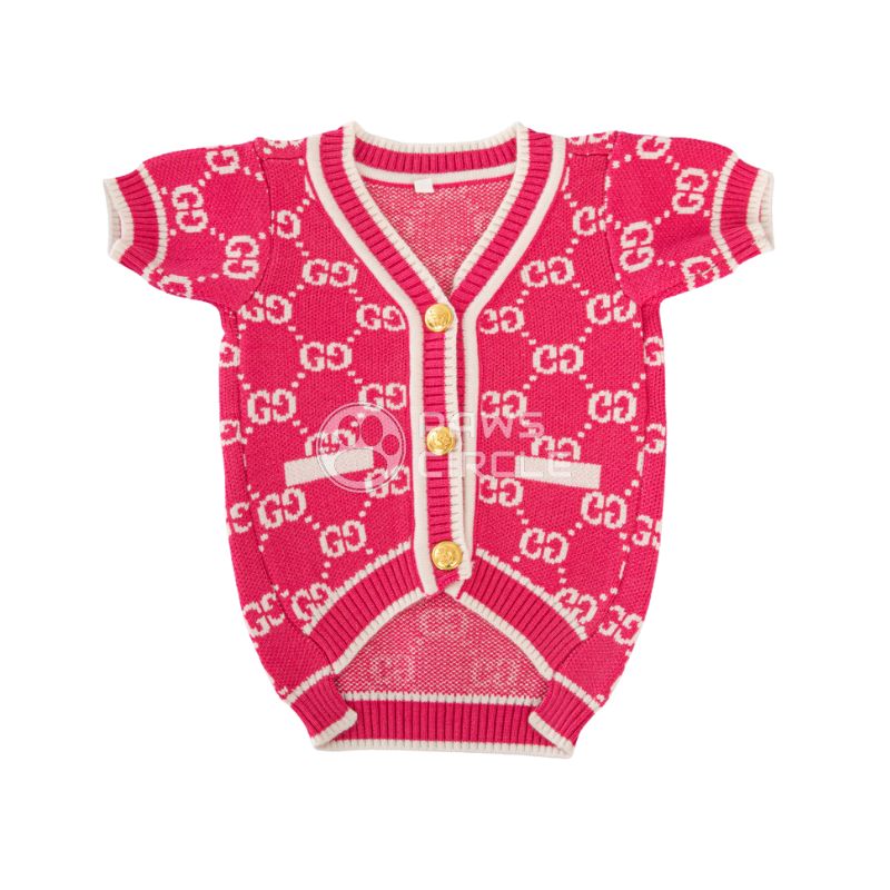 Pink Gucci Monogram Cardigan for dog