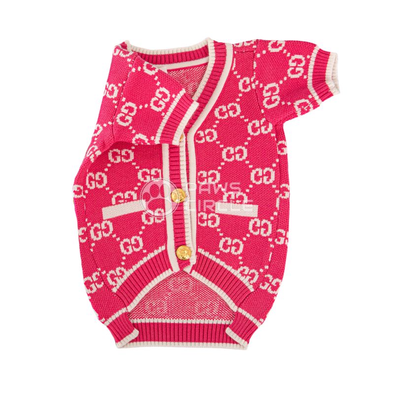 Pink Gucci Monogram Cardigan for dog