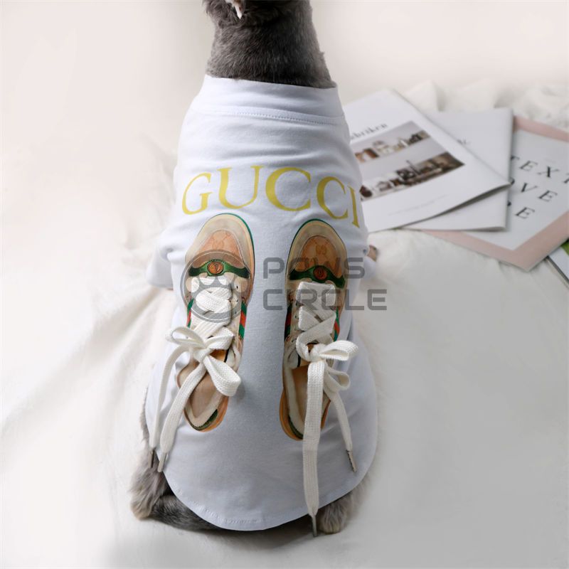 Goochi Shoelace Tee | Paws Circle | Designer Dog Clothes S / White