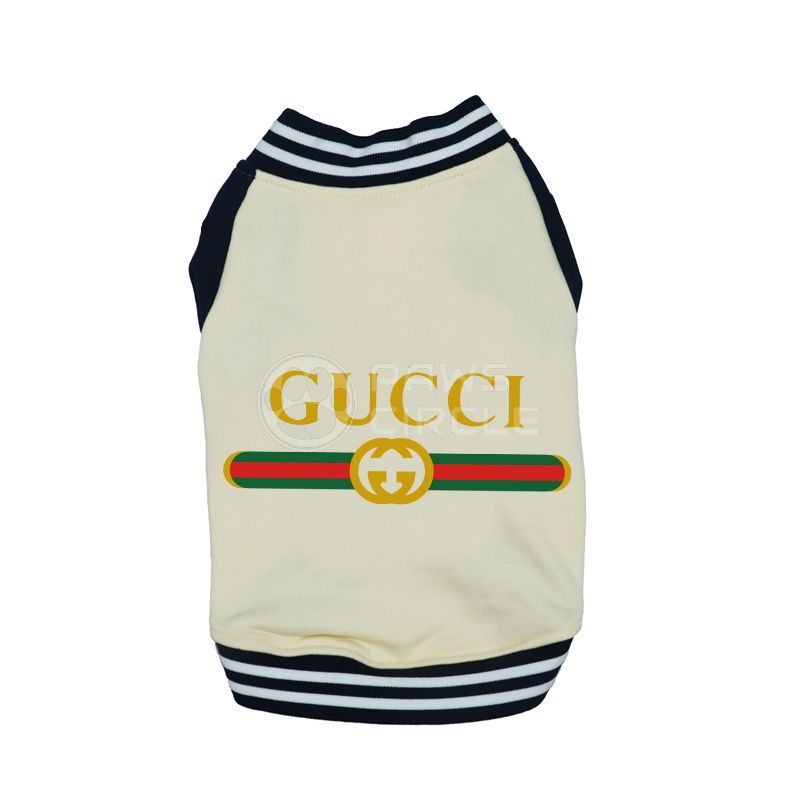 Dog jacket with Gucci logo on a white background