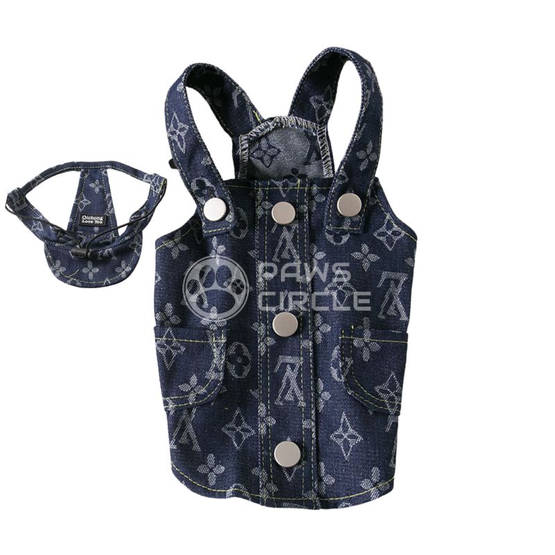 Louis Pup Denim Overall | Paws Circle | Designer Dog Clothes S / Green