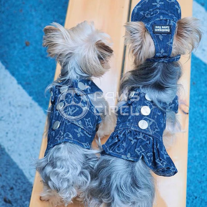 Louis Pup Denim Overall | Paws Circle | Designer Dog Clothes S / Green