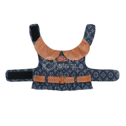 LV Denim Vest with Leather panel for dog