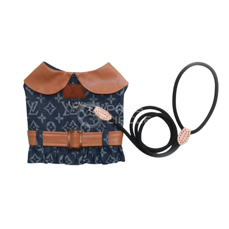 LV Denim Vest with Leather panel for dog