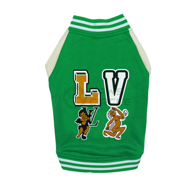 LV VARSITY JACKET FOR DOG IN GREEN