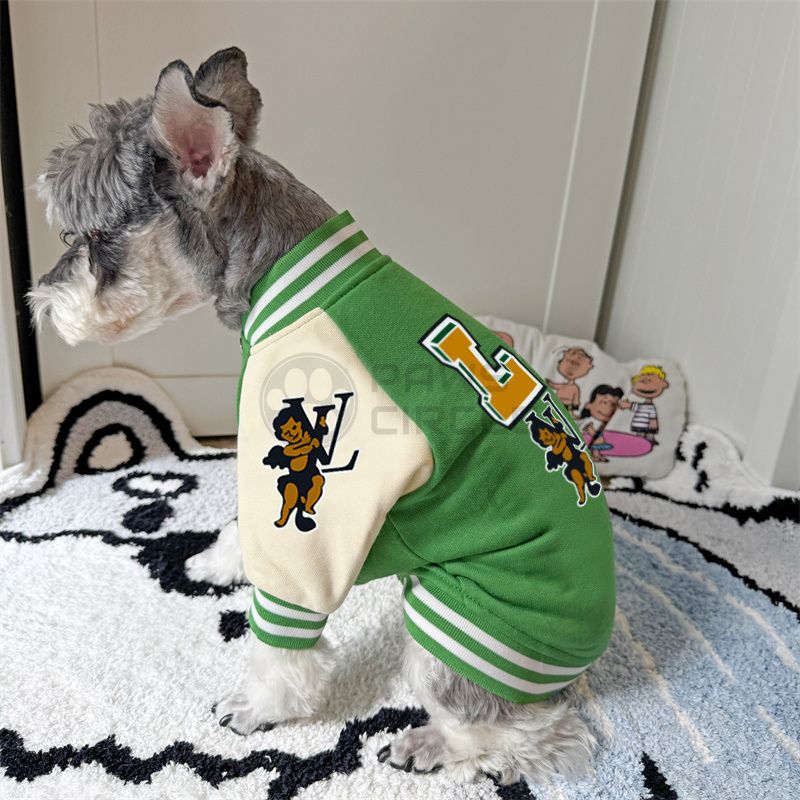 LV VARSITY JACKET FOR DOG IN GREEN