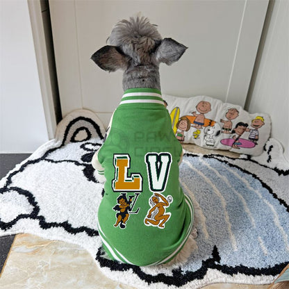 LV VARSITY JACKET FOR DOG IN GREEN