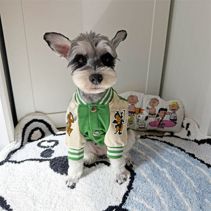 LV VARSITY JACKET FOR DOG IN GREEN