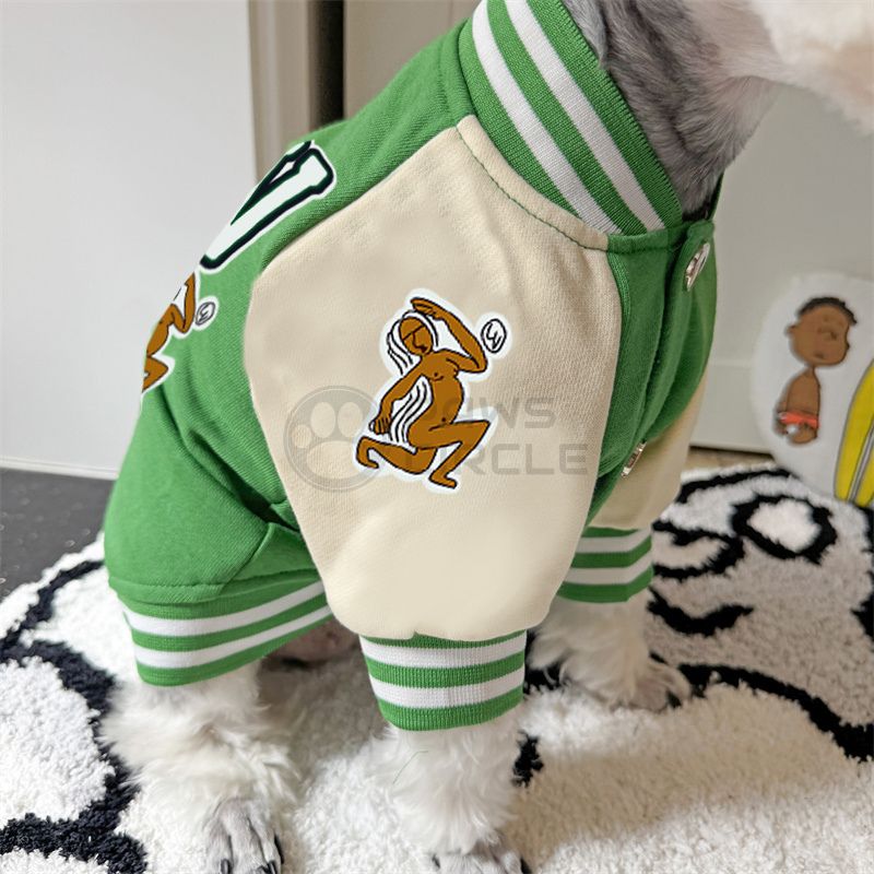 LV VARSITY JACKET FOR DOG IN GREEN
