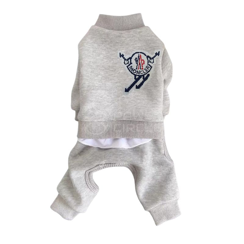 moncler four legged dog sweat suit in gray