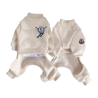 moncler four legged dog sweat suit in beige