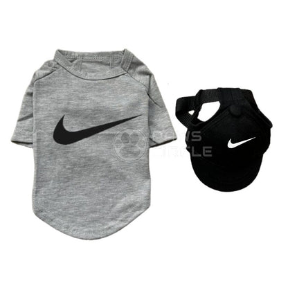 nike dog grey tee and hat 