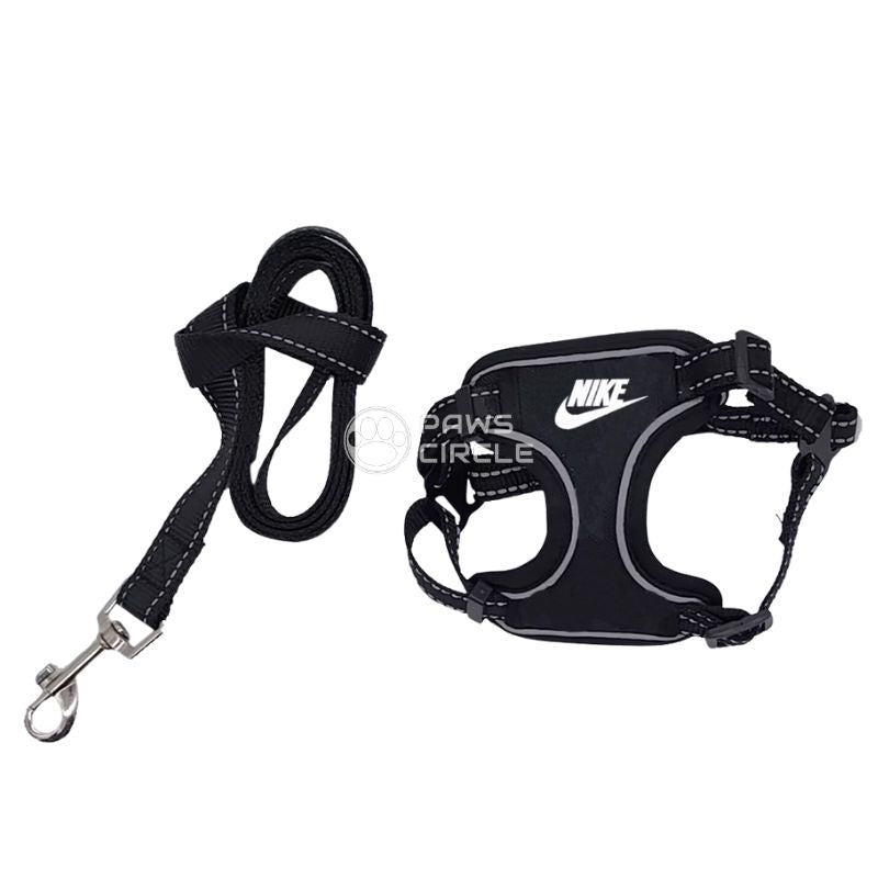 Nike Mesh Dog Harness and Leash in black