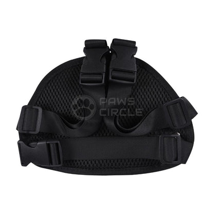 Black tactical helmet with mesh design and straps on a white background