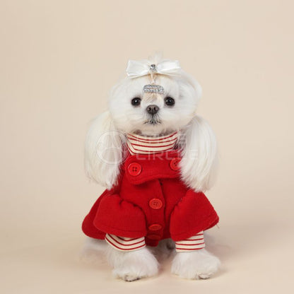 RED PEPLUM COAT FOR DOG

