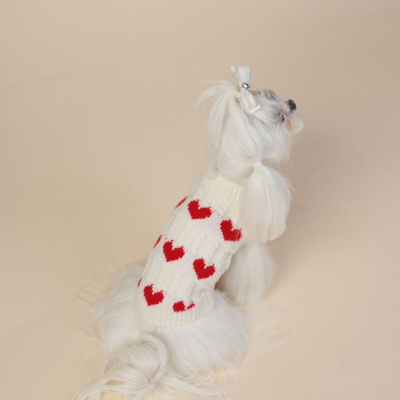 heart shape knit dog sweater