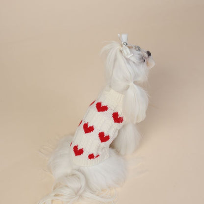 heart shape knit dog sweater