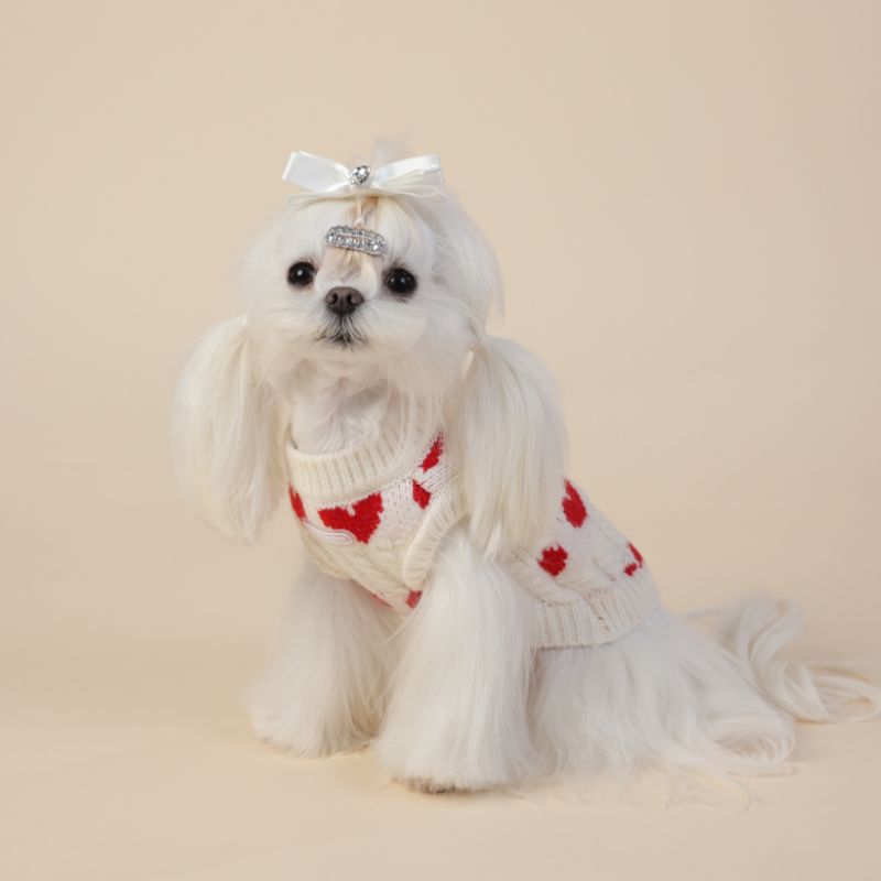 heart shape knit dog sweater