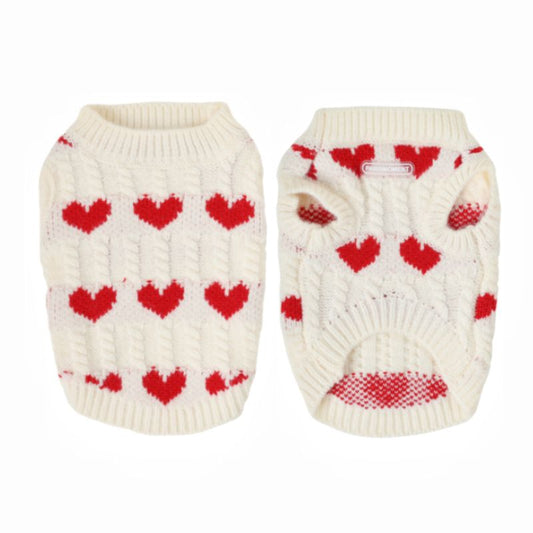heart shape knit dog sweater