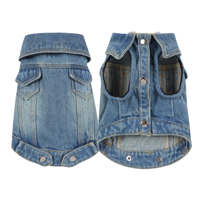 Denim dog coat on a white background