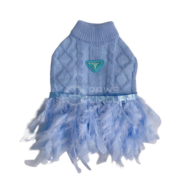 Prada knit dress for dog in blue