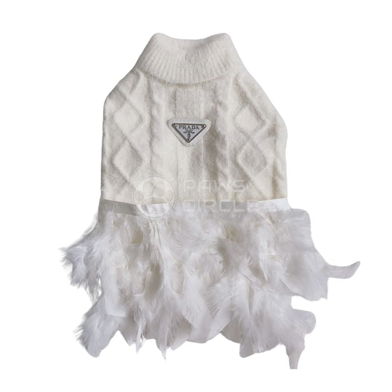 Prada knit dress for dog in white