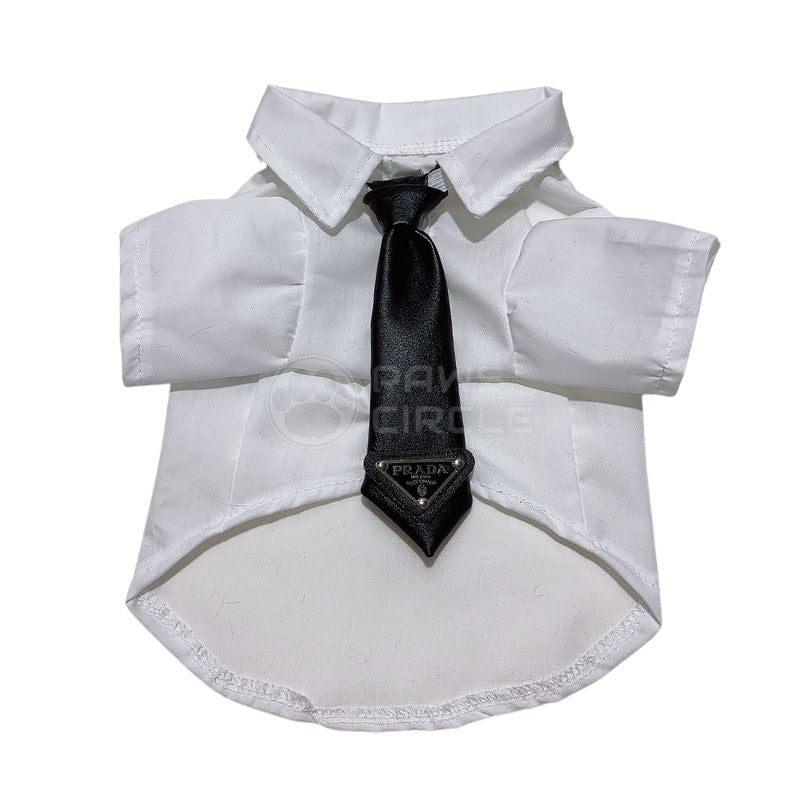 prada white shirt and black tie for dogs