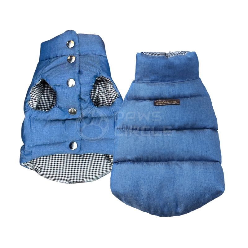 reversible gingham puffer vest for dogs