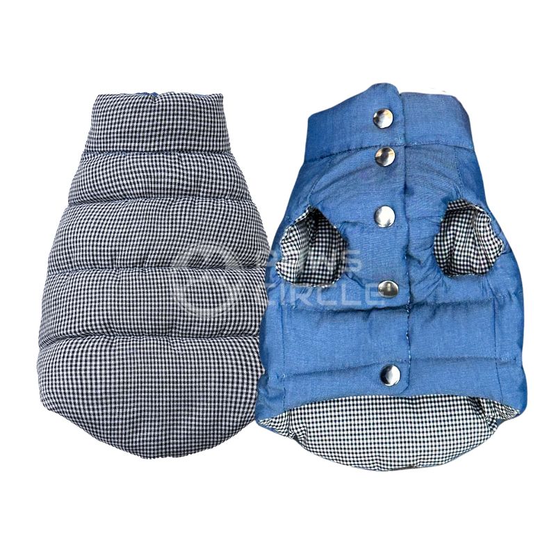 reversible gingham puffer vest for dogs