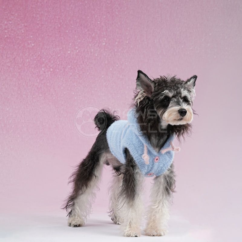 pastel blue fluffy hoodies for puppy