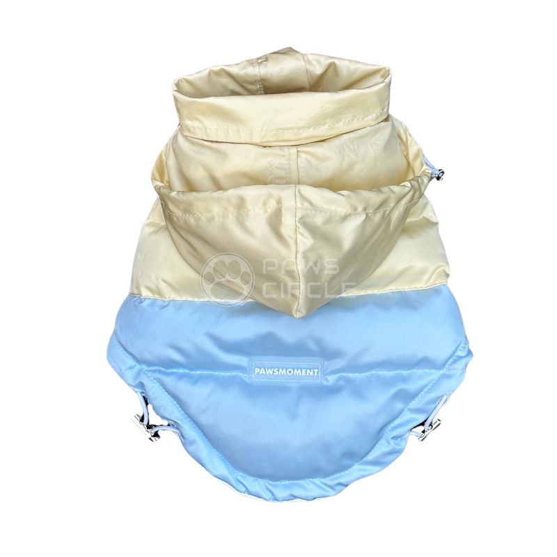 Two Tone jacket with packable hood for dog