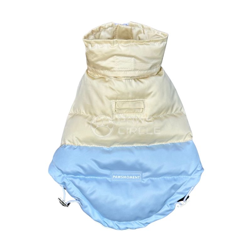 Two Tone jacket with packable hood for dog