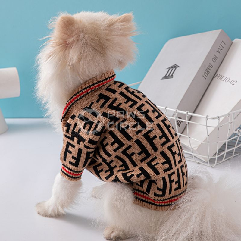 Pendi Monogram Dog Cardigan Paws Circle Designer Dog Clothes