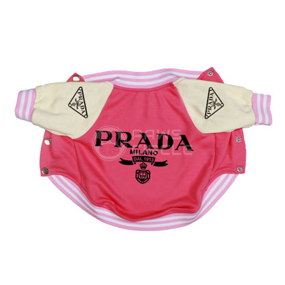 Prada varsity jacket for dog in pink