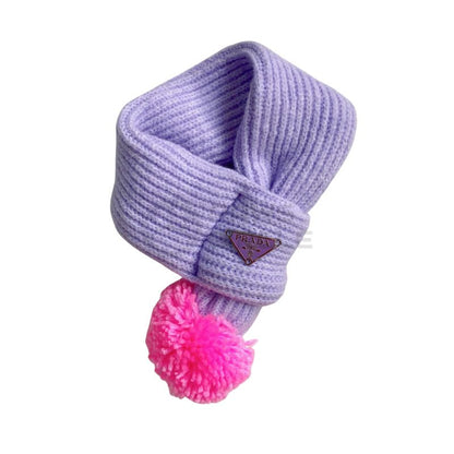 Prada Pom Pom Knit Scarf for dog in purple