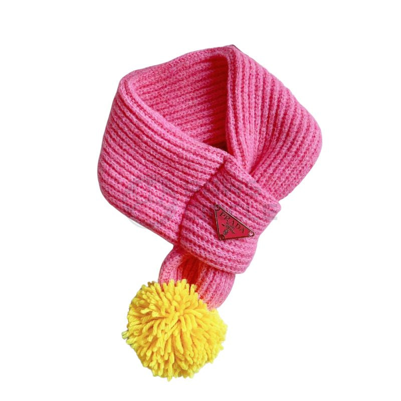 Prada Pom Pom Knit Scarf for dog in pink