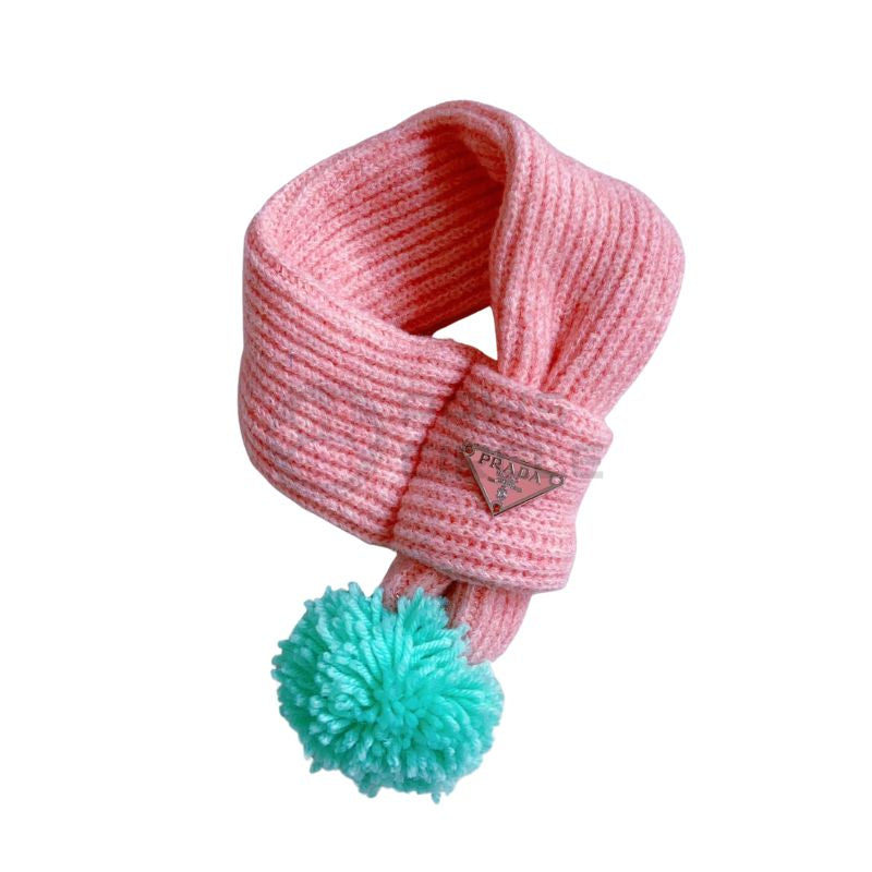 Prada Pom Pom Knit Scarf for dog in pink