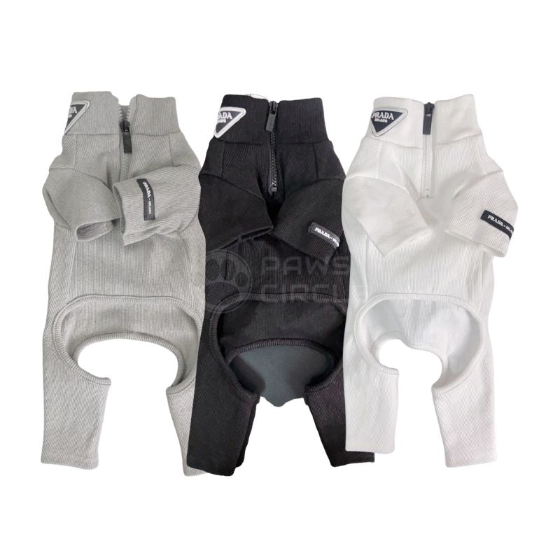 prada half zip four legged dog sweatsuit