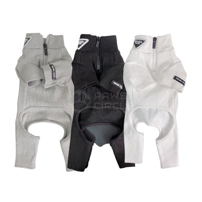 prada half zip four legged dog sweatsuit