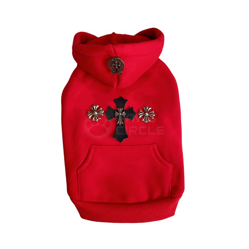 chrome hearts hoodies for dog in red colour